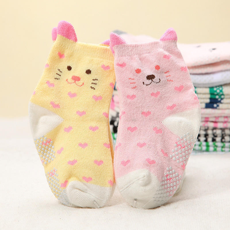 Non Slip Baby Socks Cotton Fabric (2 pairs)